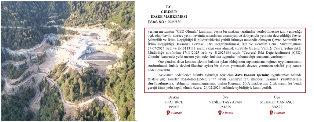 Ak Parti milletvekilinin madeninin ÇED’ini mahkeme ‘olmaz’ dedi