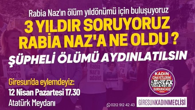1094 GÜNDÜR FAİLİ BULUNAMAYAN RABİ NAZ İÇİN ADALET
