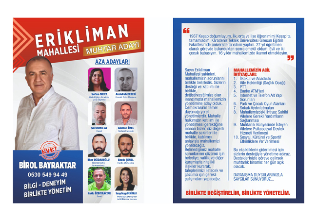 Birol Bayraktar: Erikliman Mahallesi Muhtar Adayı