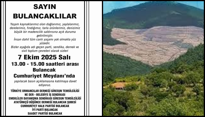 Bulancak’ta maden talanına karşı direniş başlıyor