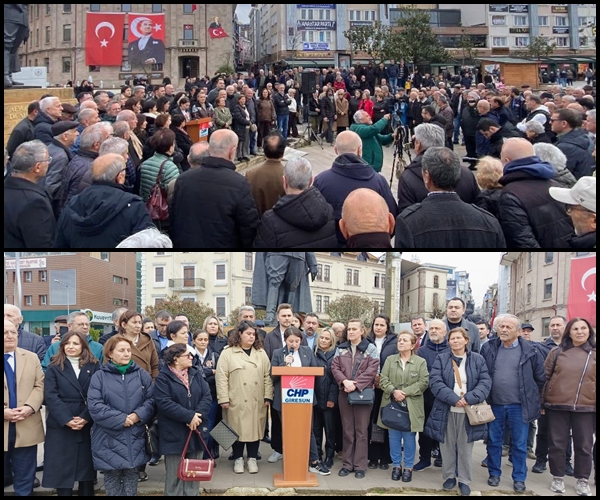CHP’LİLER TUTUKLAMALARIN YILDÖNÜMÜNDE ATATÜRK MEYDANINDAYDI