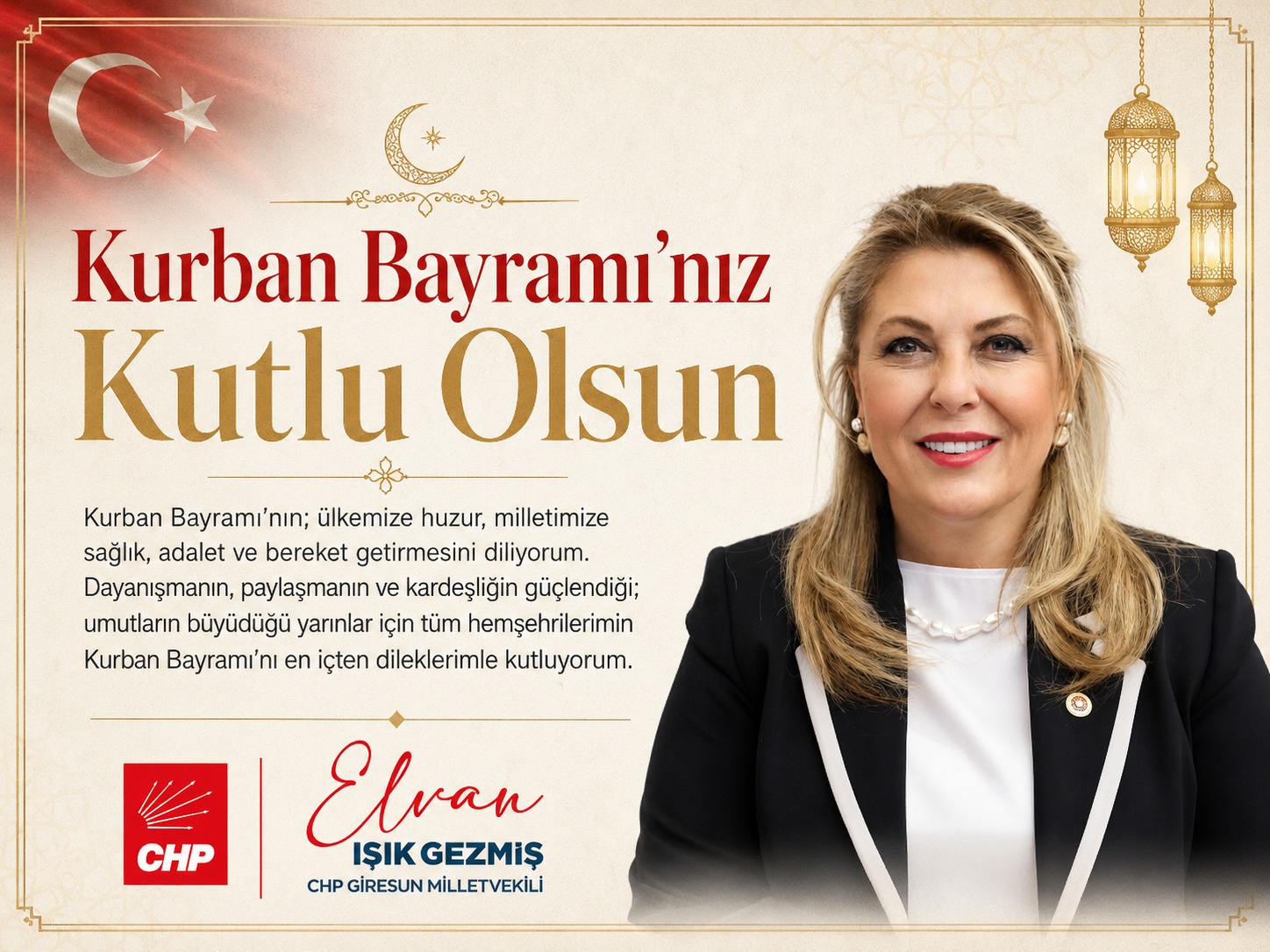 CHP MİLLETVEKİLİ ELVAN IŞIK GEZMİŞ’İN BAYRAM MESAJI