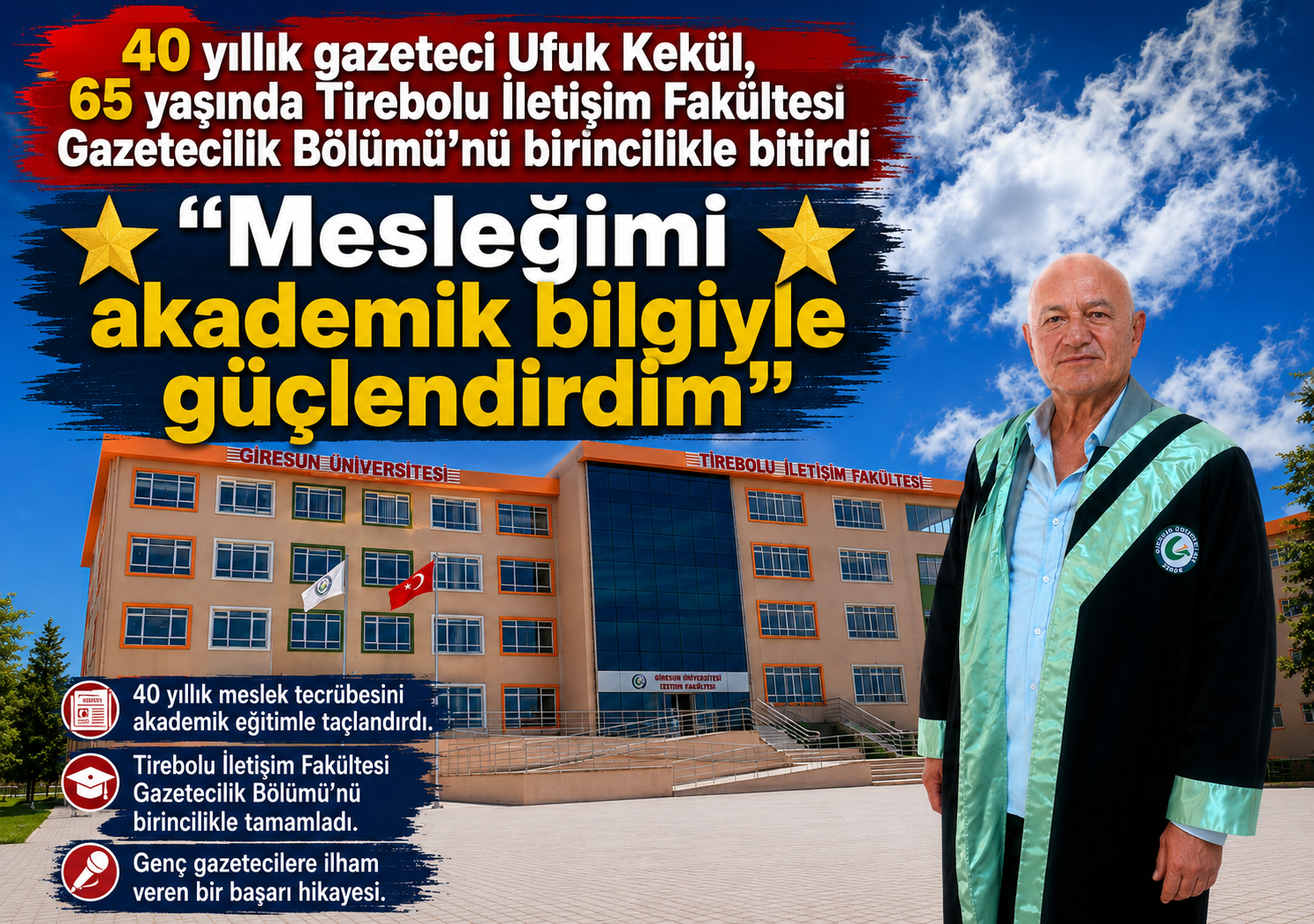 Giresunlu Gazeteci Kekül, ‘Öğrenmenin yaşı yok’ örneği Giresunlu Gazeteci Kekül, ‘Öğrenmenin yaşı yok’ örneği