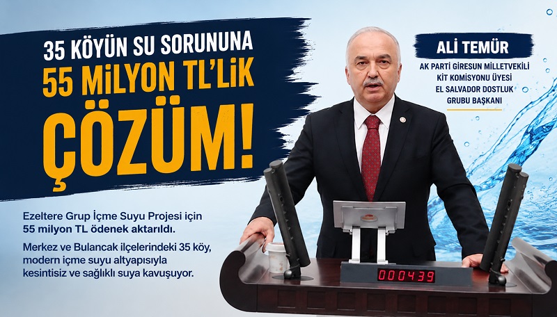 ALİ TEMÜR ÖZEL İDAREYE SU ÖDENEĞİNİ DUYURDU